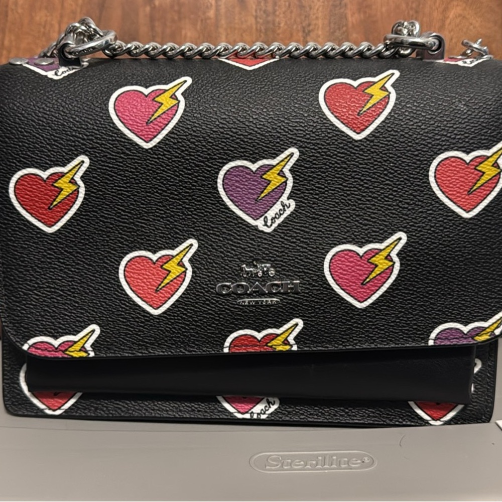 Coach Black Bag with Heart and Lightning Print